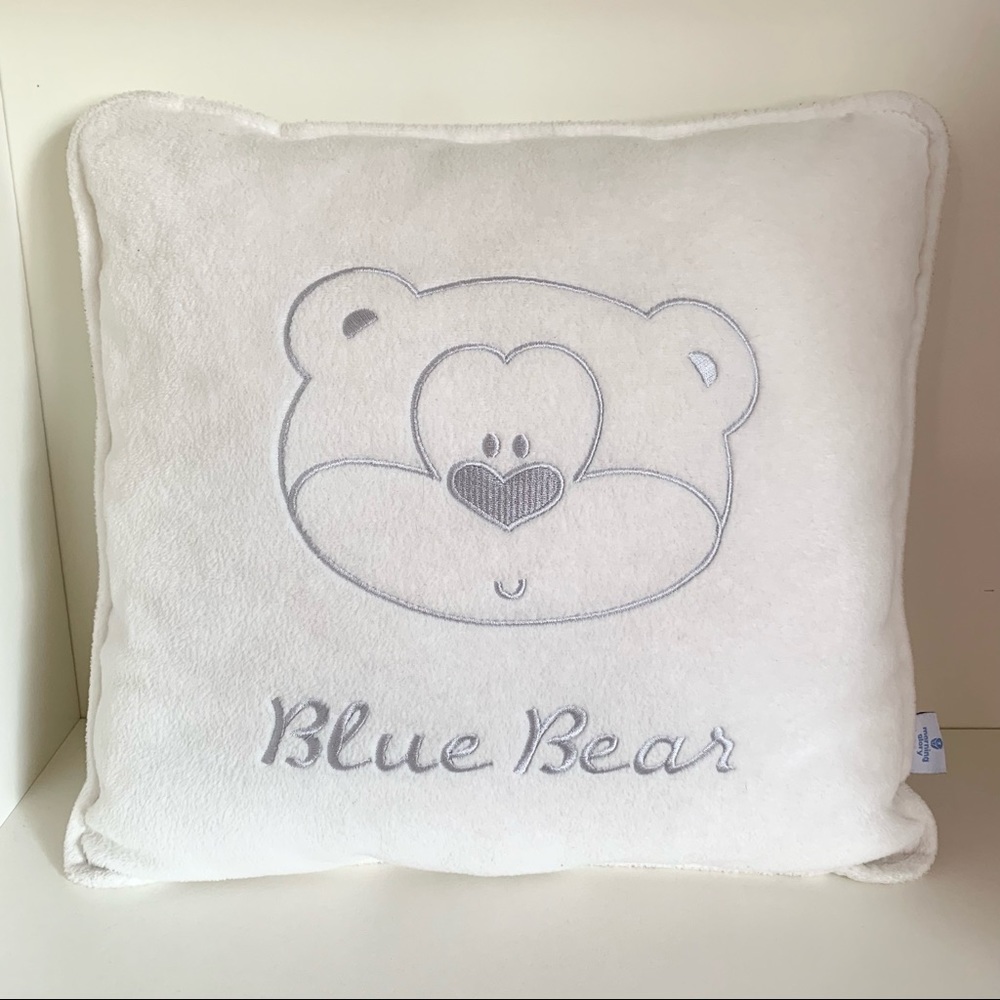 Blue bear furry cushion